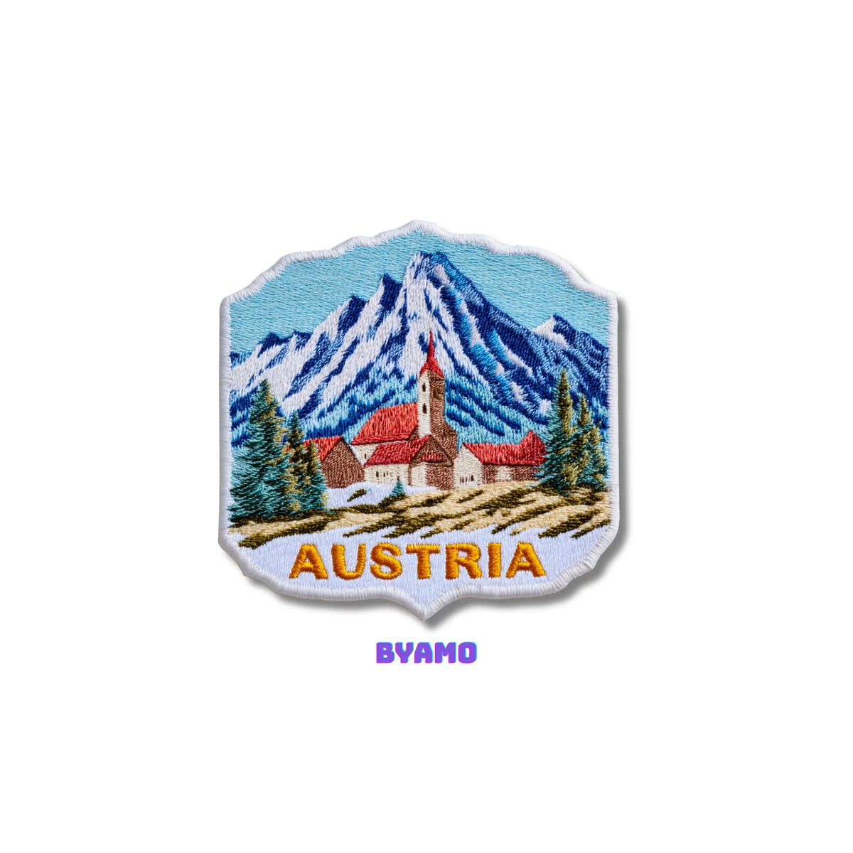 Austria Alps Mountains Village Embroidered Patch - product photo 2
