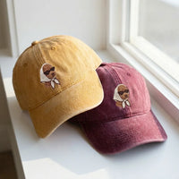 Cool Babushka Poodle Embroidered Hat - Vintage Washed Dad Hat - product photo 2