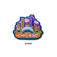 Chicago Illinois Skyline Cloud Gate Embroidered Patch - product photo 2