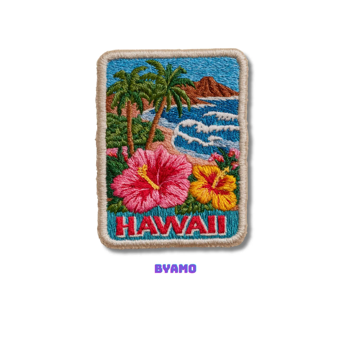 Hawaii Tropical Beach Hibiscus Flowers Embroidered Patch - product photo 2