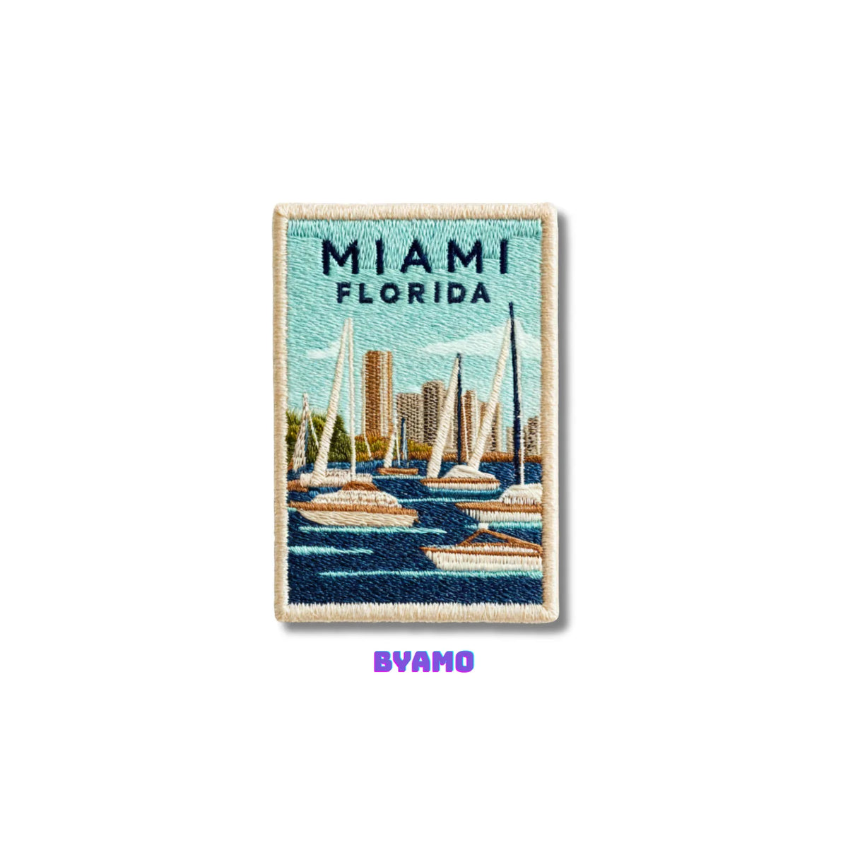 Miami Florida Sailing Boats Embroidered Patch - product photo 2