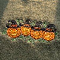 Embroidered Pumpkin Halloween Sweatshirt | Cute Jack-O-Lantern Crewneck - product photo 2