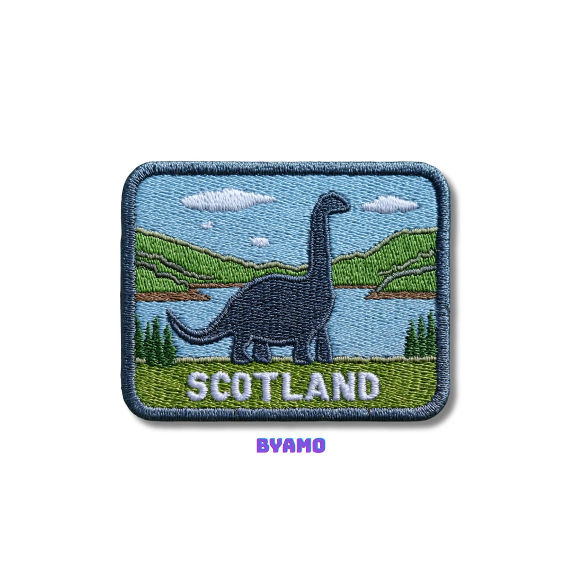 Scotland Loch Ness Monster Lake Landscape Embroidered Patch - product photo 2
