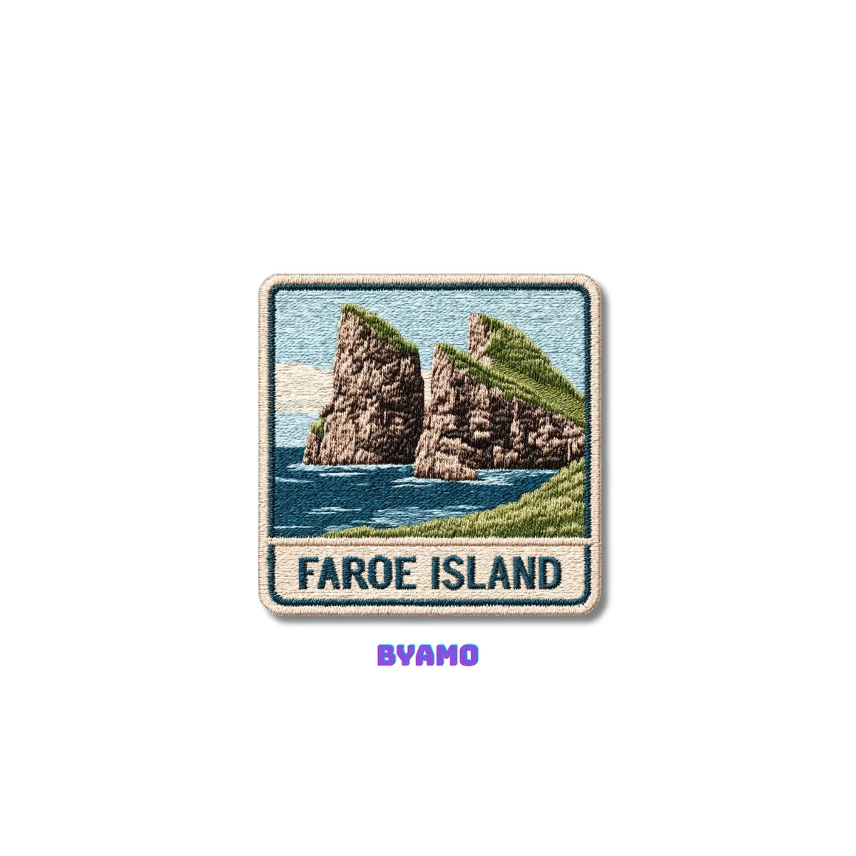 Faroe Islands Dramatic Sea Cliffs Ocean Embroidered Patch - product photo 2