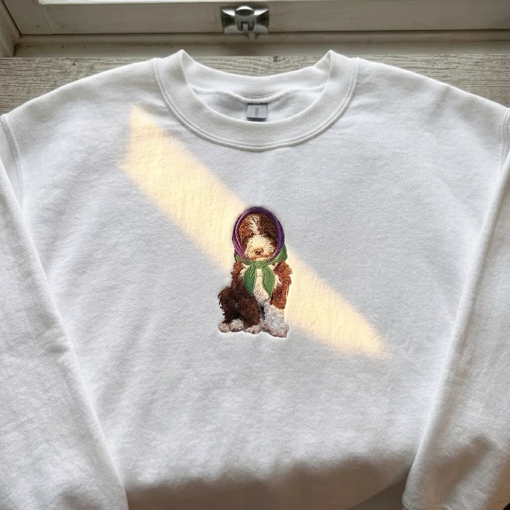 Embroidered Doodle Dog Jumper - Quirky Animal Lover Apparel - product photo 2
