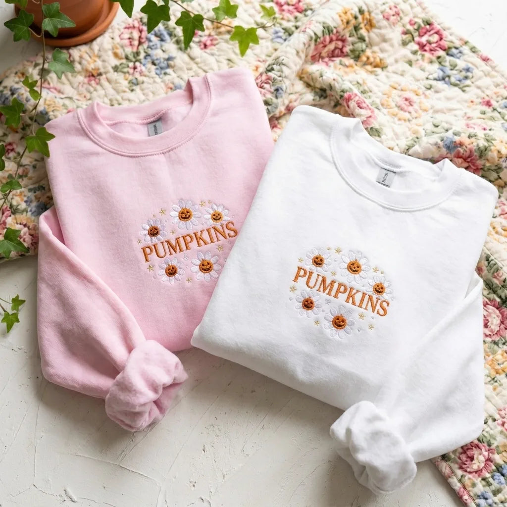 Spooky Cute Pumpkin Flower Wreath Crewneck Sweater - product photo 3