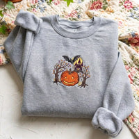 Spooky Haunted House & Pumpkin Embroidered Sweatshirt - product photo 3