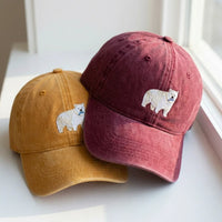 Polar Bear Embroidered Dad Hat - Vintage Washed Black Cap - product photo 3