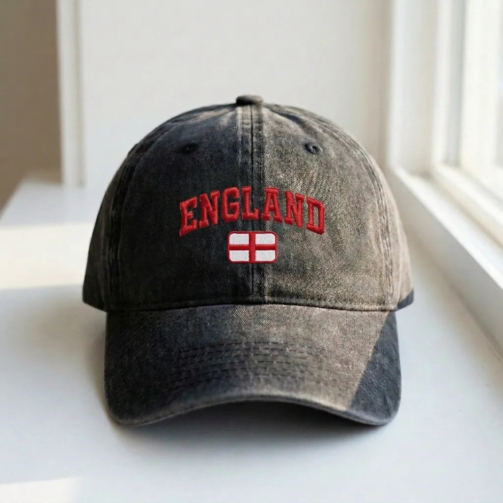Vintage England Embroidered Dad Hat - Washed Black Cap - product photo 3