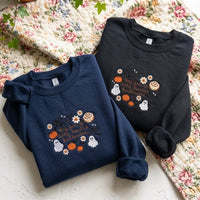 Coquette Halloween Ghost & Bow Embroidery Crewneck - product photo 3