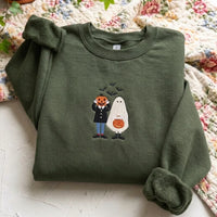 Cute Ghost & Pumpkin Embroidered Sweatshirt | Spooky Season - product photo 4