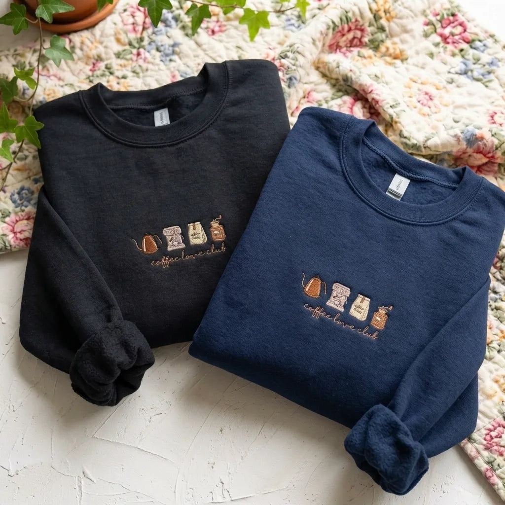 Coffee Love Club Embroidered Sweatshirt | Cafe Lover Gift - product photo 4