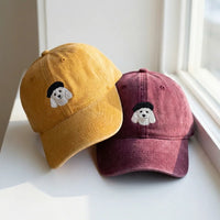 French Beret Dog Embroidered Dad Hat - Vintage Washed Cap - product photo 4