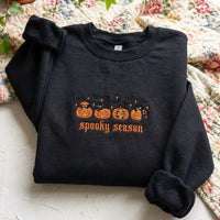 Spooky Season Black Cat & Pumpkin Embroidered Sweatshirt - product photo 4