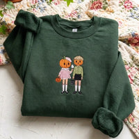Vintage Pumpkin Head Embroidered Sweatshirt - Retro Halloween Crewneck - product photo 4