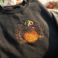 Spooky Haunted House & Pumpkin Embroidered Sweatshirt - product photo 4