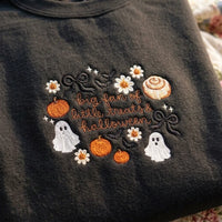 Coquette Halloween Ghost & Bow Embroidery Crewneck - product photo 5