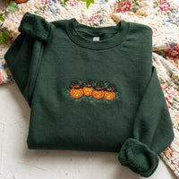 Embroidered Pumpkin Halloween Sweatshirt | Cute Jack-O-Lantern Crewneck - product photo 5