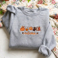 Autumn Icons Embroidered Sweatshirt | Cozy Fall Sweater - product photo 5