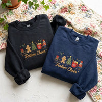 Cute Christmas Embroidered Jumper - Festive Cheer Black Sweatshirt - product photo 5