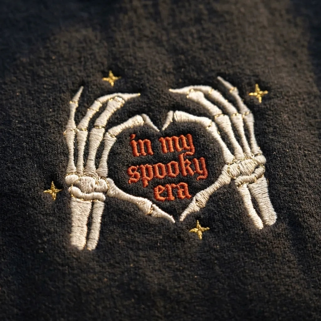 Skeleton Heart Hands Embroidered Crewneck | In My Spooky Era - product photo 5
