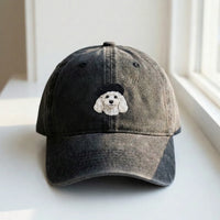 French Beret Dog Embroidered Dad Hat - Vintage Washed Cap - product photo 5