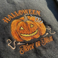 Halloween Trick or Treat Pumpkin Embroidered Sweatshirt - product photo 5