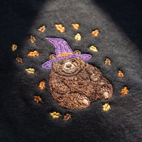 Witch Bear Embroidered Sweatshirt - Fall Leaves Crewneck - product photo 6