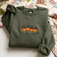 Embroidered Pumpkin Halloween Sweatshirt | Cute Jack-O-Lantern Crewneck - product photo 6