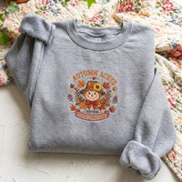 Vintage Farmhouse Scarecrow Embroidered Pullover - Dark Green Autumn Jumpe - product photo 6