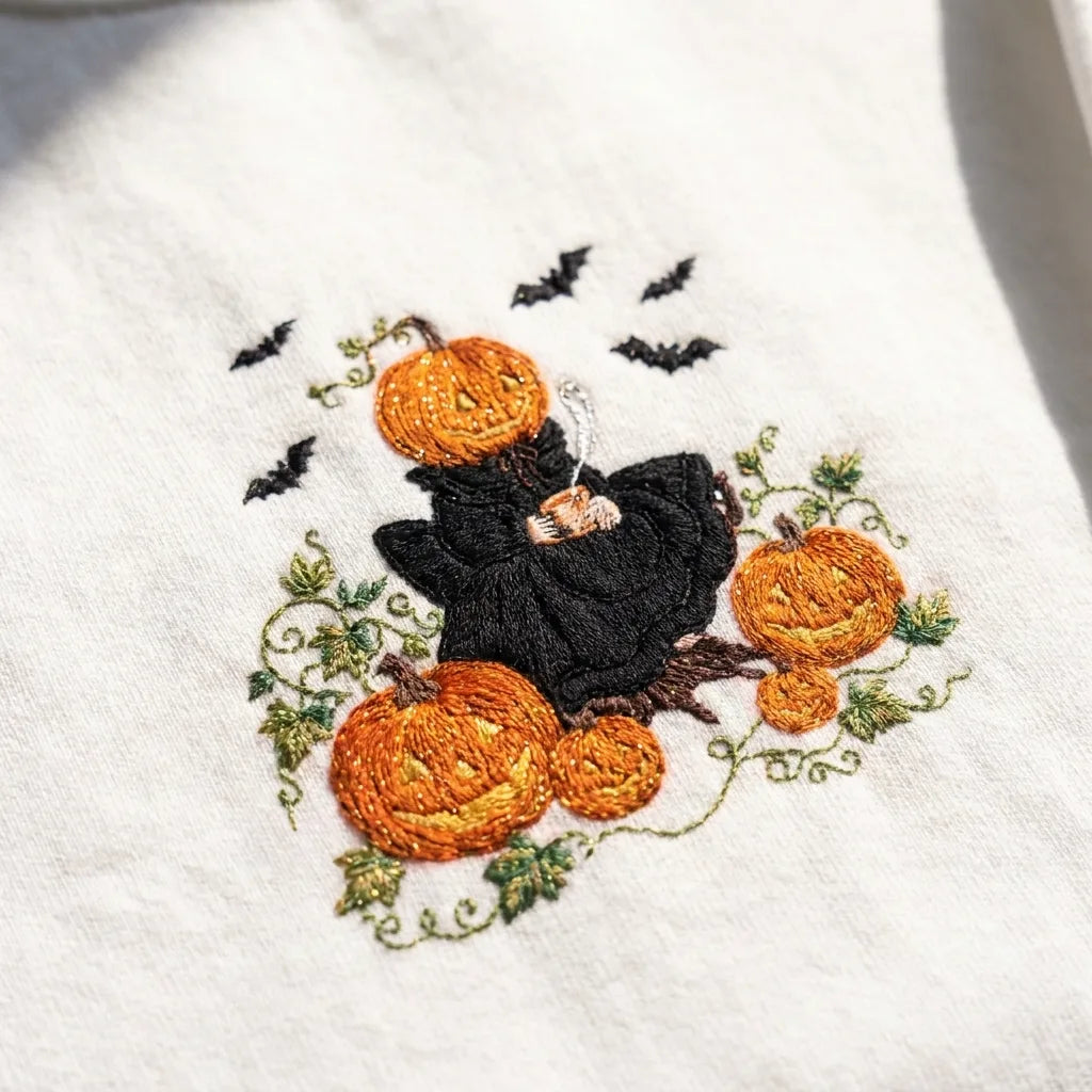 Cozy Spooky Season Embroidered Shirt | Pumpkin Coffee Lover Sweater - product photo 7