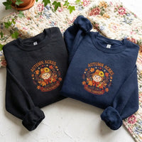 Vintage Farmhouse Scarecrow Embroidered Pullover - Dark Green Autumn Jumpe - product photo 7