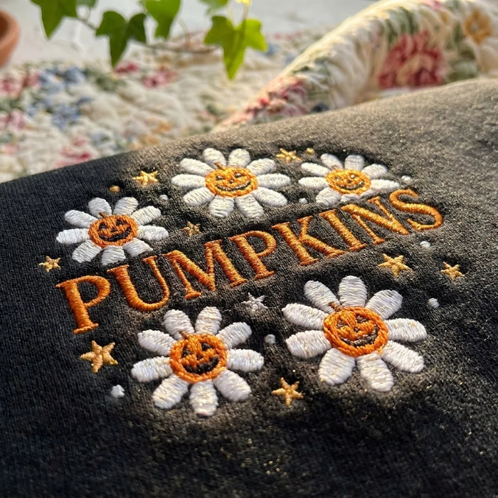 Spooky Cute Pumpkin Flower Wreath Crewneck Sweater