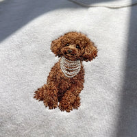 Brown Poodle Wearing Pearls Embroidered Jumper - product photo 8