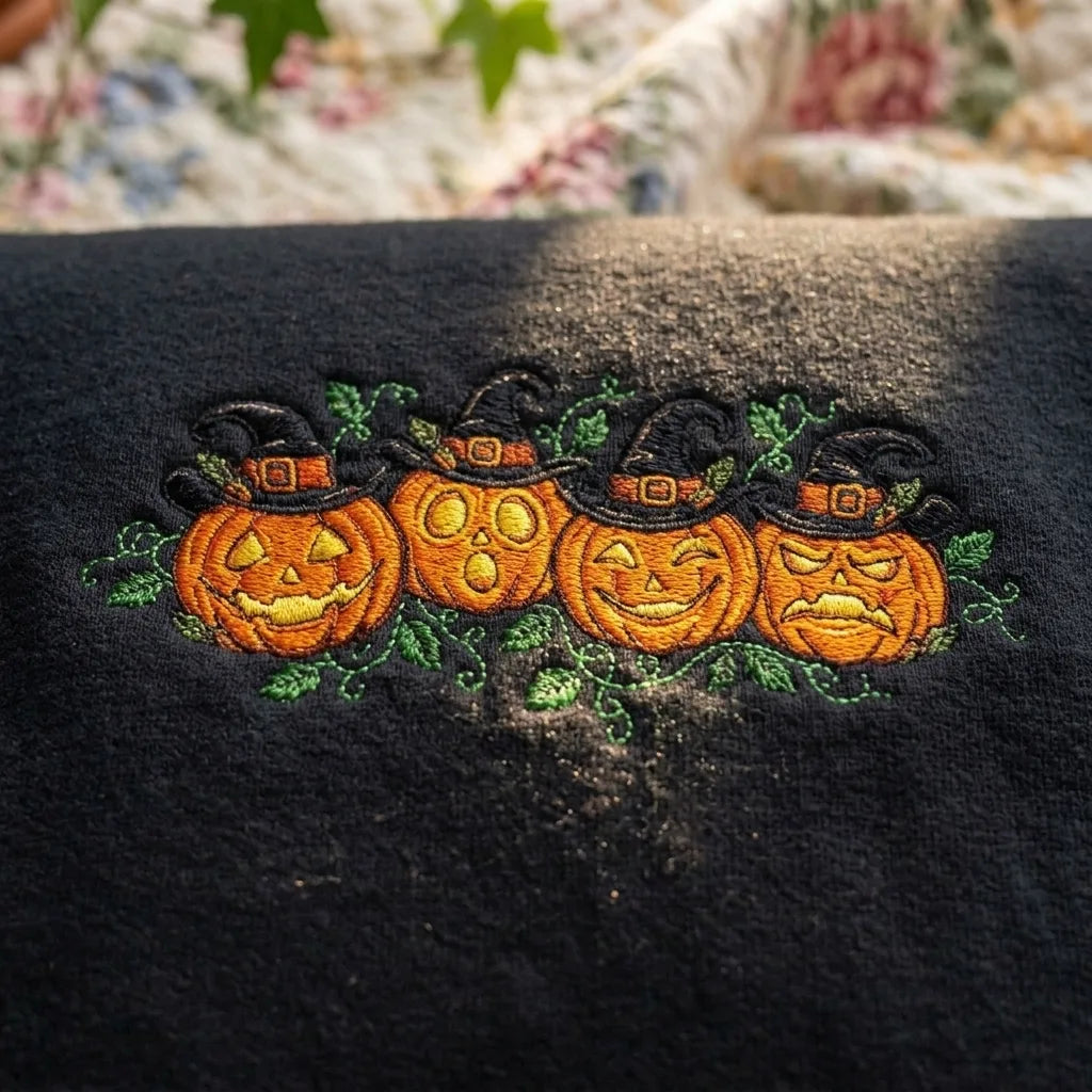 Embroidered Pumpkin Halloween Sweatshirt | Cute Jack-O-Lantern Crewneck - product photo 8