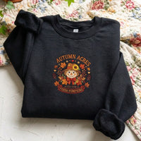 Vintage Farmhouse Scarecrow Embroidered Pullover - Dark Green Autumn Jumpe - product photo 8