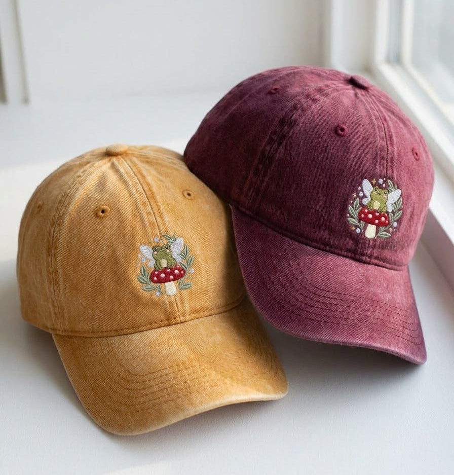 Mushroom Fairy Embroidered Cap