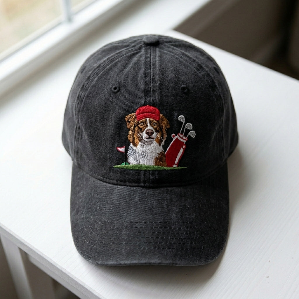 Golden Retriever Golfer Embroidered Cap - view 2