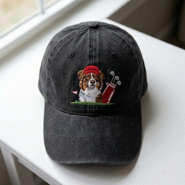 Golden Retriever Golfer Embroidered Cap - view 2