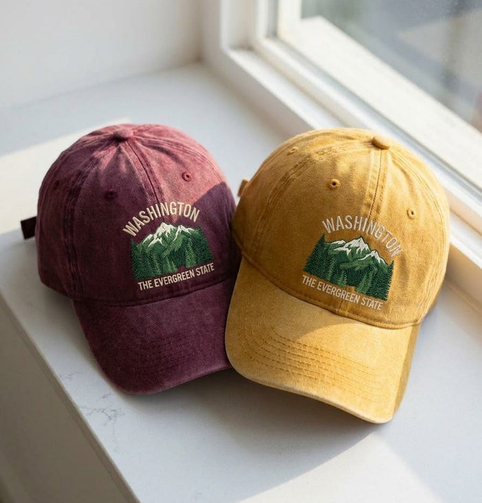 Washington Evergreen State Embroidered Cap – Washed Dad Hat