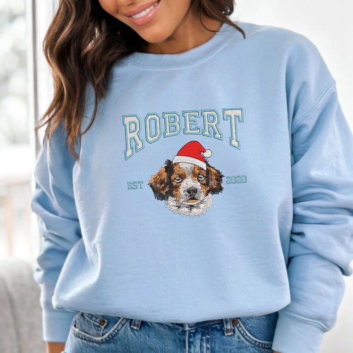 Custom Embroidered Dog Sweatshirt – Personalized Pet Sweatshirt with Your Dog’s Face & Name