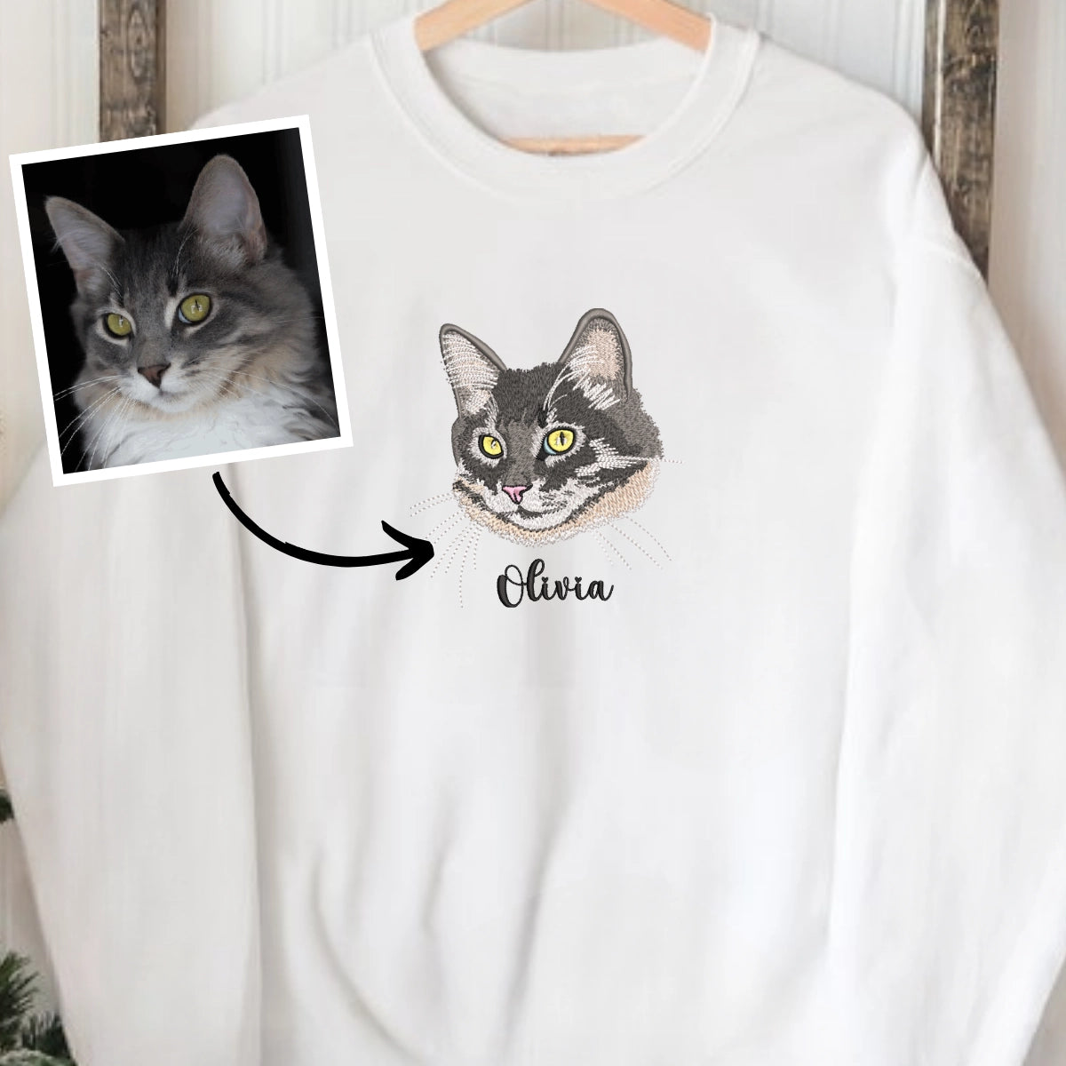 custom pet portrait sweatshirt for animal lovers