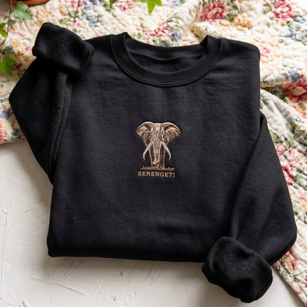 Serengeti Elephant Embroidered Sweater – Trendy Streetwear - photo 5