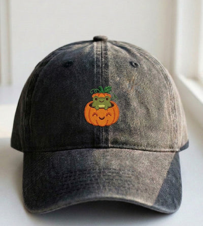 Pumpkin Frog Embroidered Cap – Halloween Dad Hat