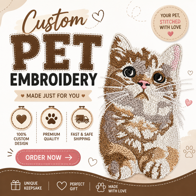 Custom Full Body Pet Embroidery File – Machine Embroidery Design from Your Photo