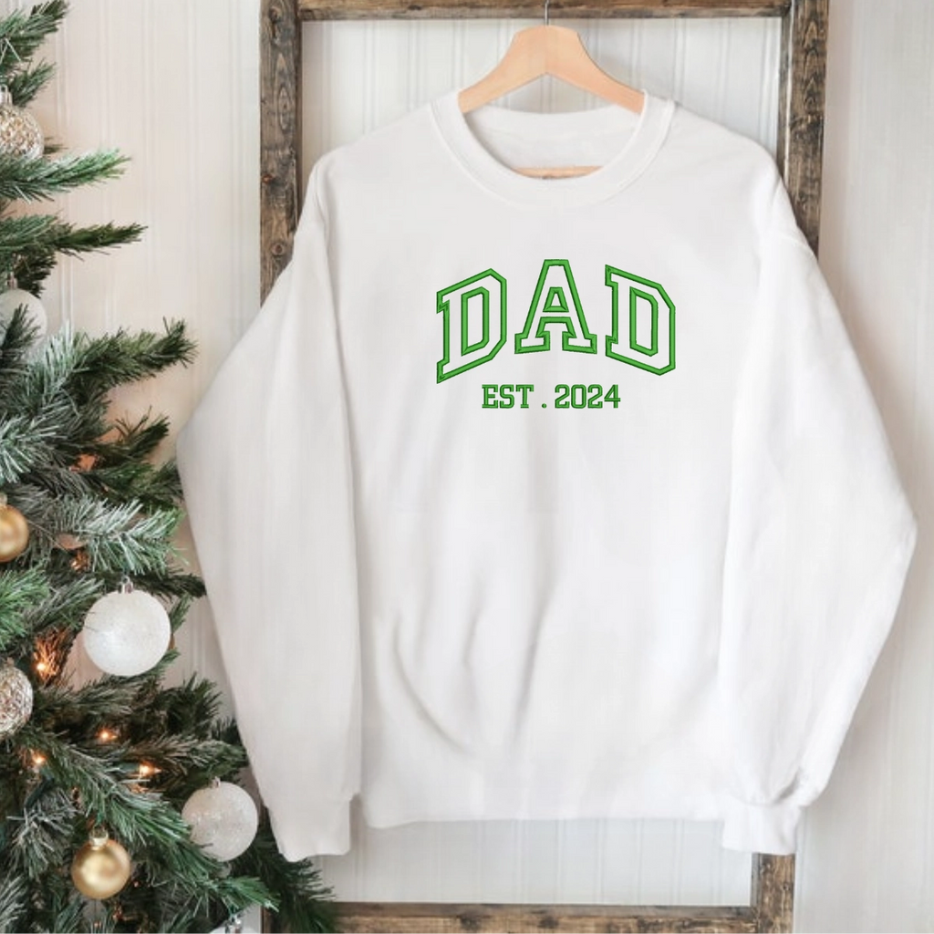 Custom DAD Sweatshirt with Date – Personalized Embroidered Crewneck for Dad