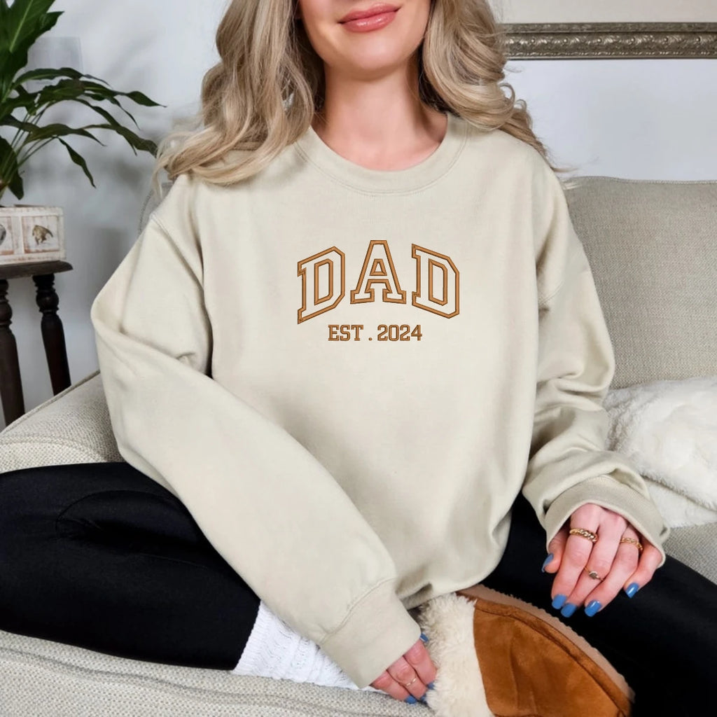 Custom DAD Sweatshirt with Date – Personalized Embroidered Crewneck for Dad