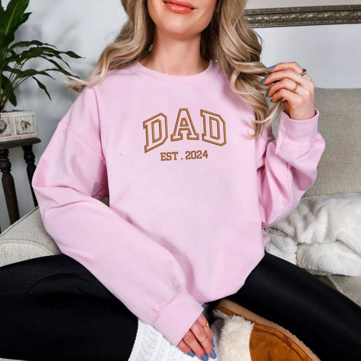 Custom DAD Sweatshirt with Date – Personalized Embroidered Crewneck for Dad