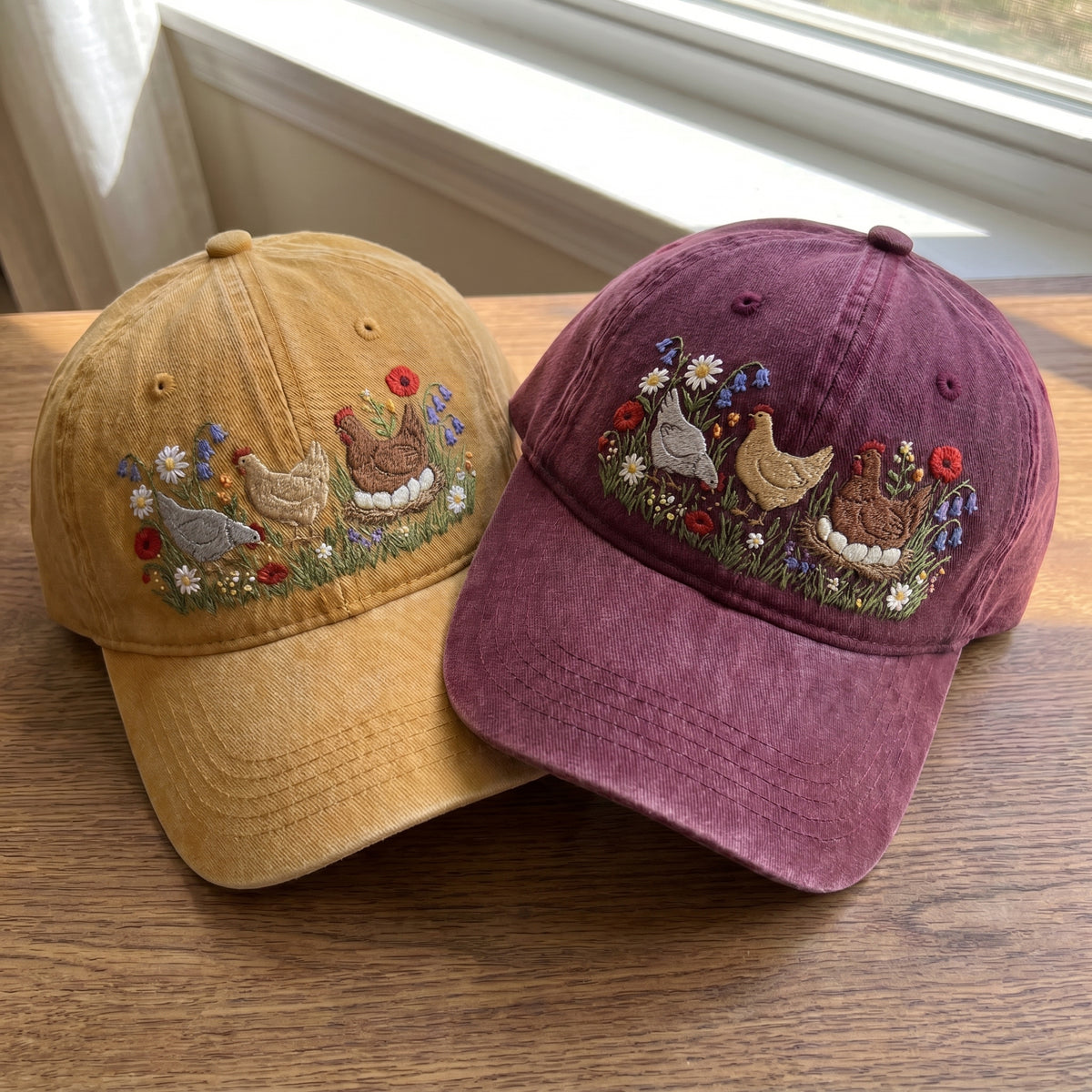 Cute Chicken Trio Embroidered Cap – Trendy Farmhouse Style - photo 4