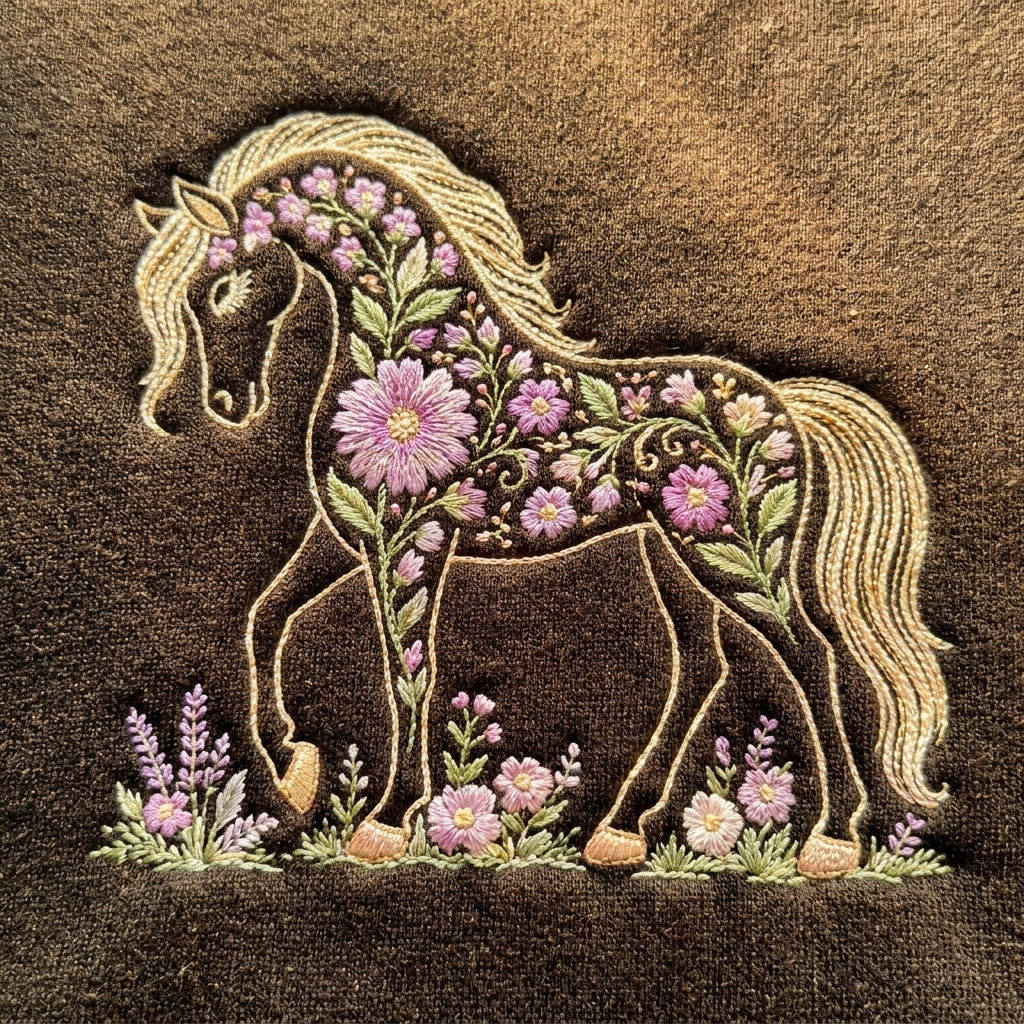 Floral Horse Embroidered Sweatshirt - view 3